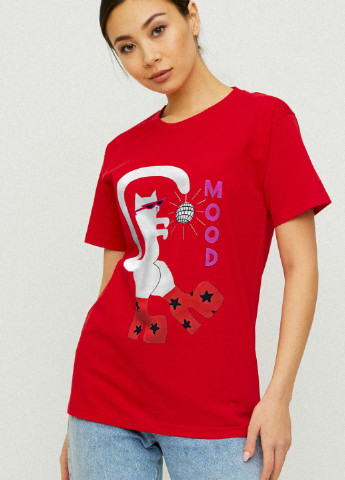 Червона демісезон футболка boyfriend / air print / YAPPI