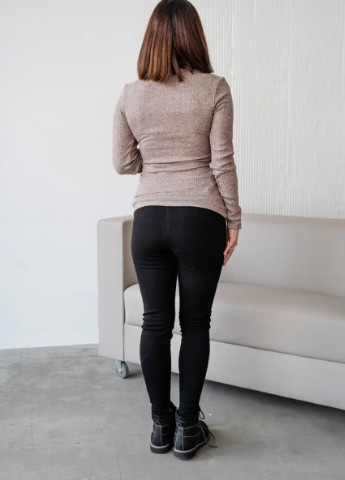 Зручні брюки легінси для вагітних на хутрі чорні з високим трикотажним животиком To Be (250123721)