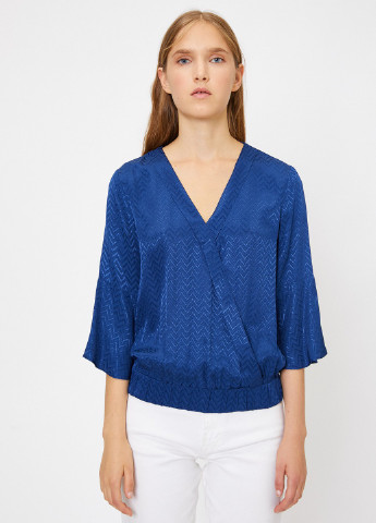 Синяя демисезонная блуза на запах KOTON