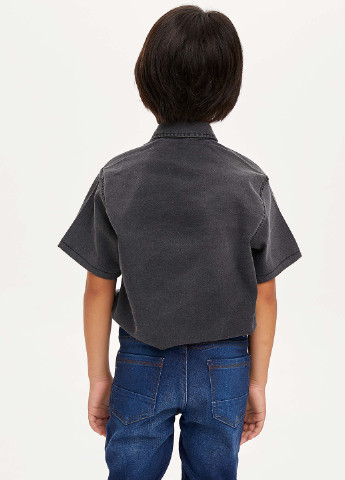 Сорочка DeFacto з коротким рукавом темно-сіра джинсова