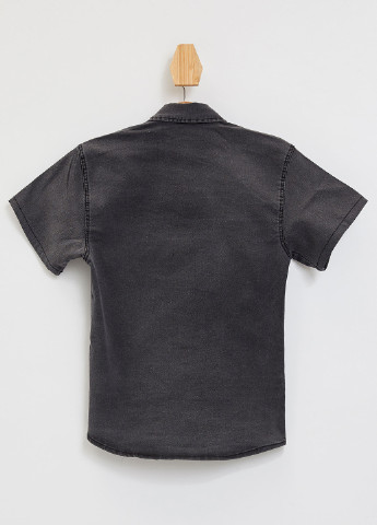 Темно-серая джинсовая рубашка DeFacto с коротким рукавом