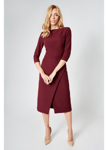 Бордовое деловое платье джесика на запах, футляр BYURSE однотонное