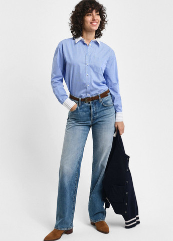 Голубой кэжуал рубашка в полоску Gant