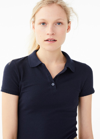 Темно-синяя женская футболка-поло Aeropostale однотонная