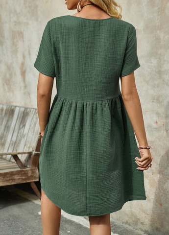 Темно-зеленое кэжуал платье SHEIN однотонное