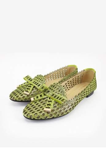 Салатовые женские кэжуал туфли с перфорацией без каблука украинские - фото