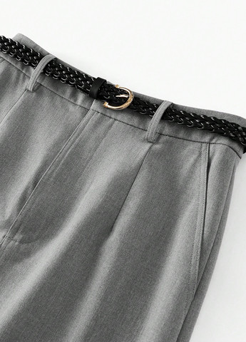 Серая кэжуал, офисная однотонная юбка SHEIN а-силуэта (трапеция)