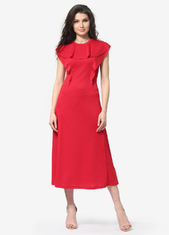 Красное кэжуал платье клеш FEM однотонное