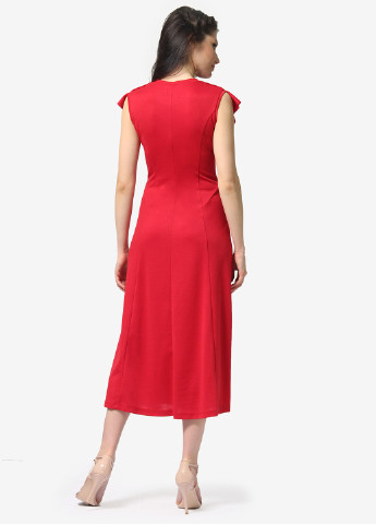 Красное кэжуал платье клеш FEM однотонное