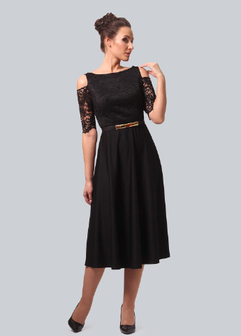 Чорна коктейльна сукня, сукня кльош Alika Kruss однотонна