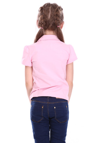 Розовая детская футболка-поло для девочки Vidoli однотонная