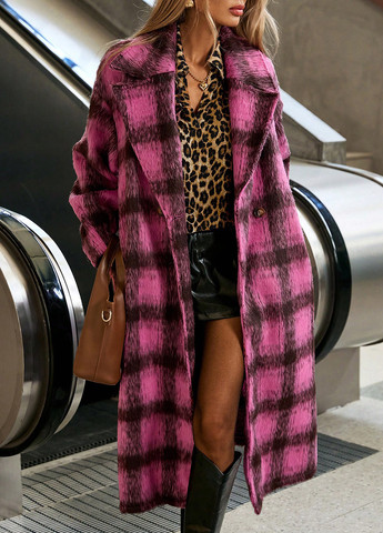 Рожеве демісезонне Пальто двобортне SHEIN