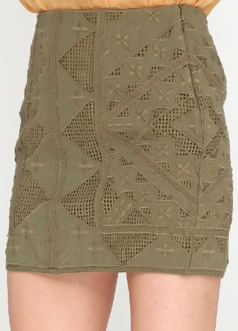 Оливковая (хаки) кэжуал однотонная юбка Massimo Dutti мини
