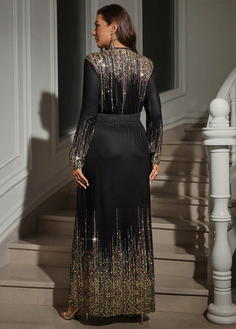 Золотой вечернее платье в стиле ампир SHEIN однотонное