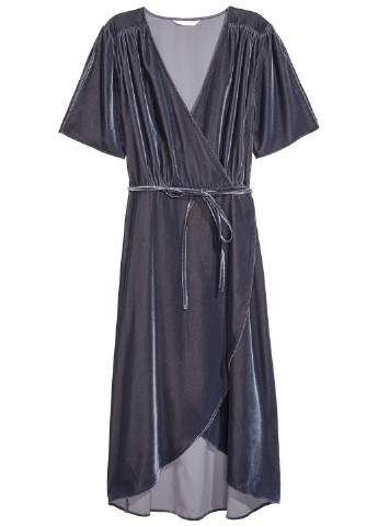 Темно-серое кэжуал платье на запах H&M однотонное