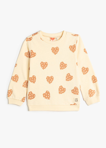KOTON світшот сердечка бежевий кежуал трикотаж, бавовна