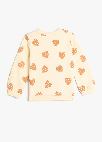 KOTON світшот сердечка бежевий кежуал трикотаж, бавовна