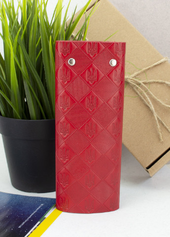 Подарунковий жіночий набір №62 "Тризуб": портмоне + ключниця + обкладинка на паспорт (червоний) HandyCover (254439007)