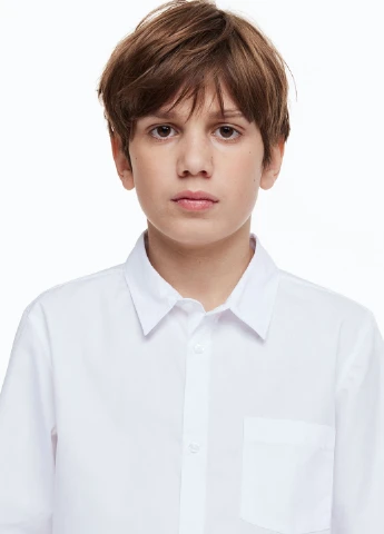 Белая кэжуал рубашка однотонная H&M