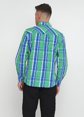 Зеленая кэжуал рубашка в клетку HIS с длинным рукавом