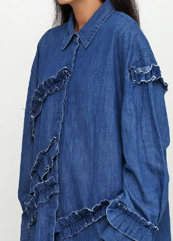 Синее джинсовое платье Zara однотонное
