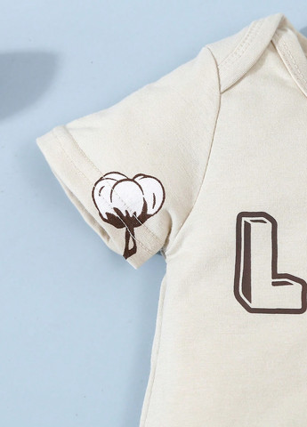 Світло-бежевий демісезонний комплект (ромпер, боді, шапка, повзунки) SHEIN