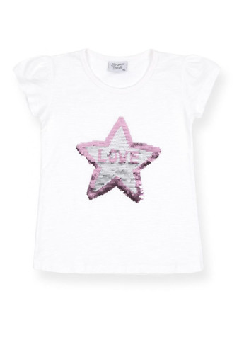 Бежева демісезонна футболка дитяча із зіркою з паєток (8752-80g-beige) Breeze