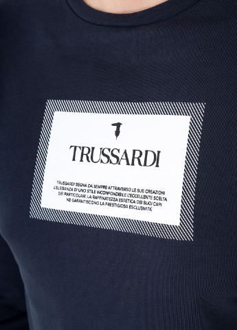 Синий демисезонный кэжуал лонгслив Trussardi Jeans с надписями