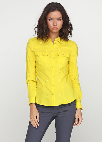 Желтая кэжуал рубашка однотонная Only