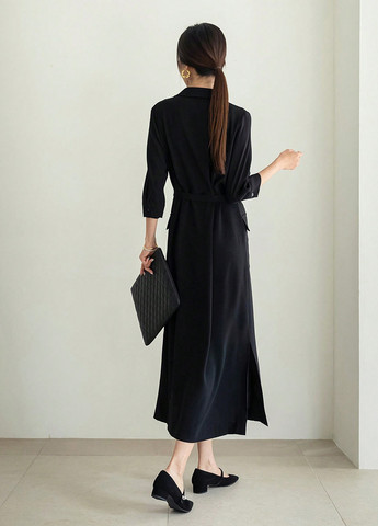 Черное праздничный, кэжуал платье а-силуэт, рубашка SHEIN однотонное