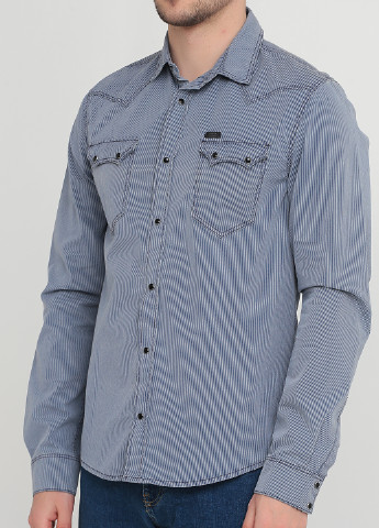 Серо-синяя кэжуал рубашка в полоску Guess