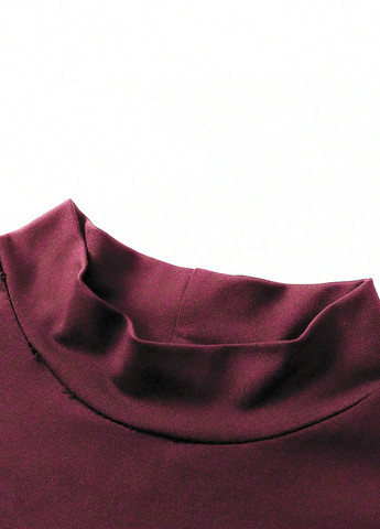 Бордова святковий, вечірня сукня а-силует, сукня-водолазка SHEIN однотонна