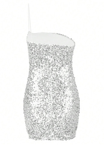 Срібна коктейльна сукня SHEIN однотонна