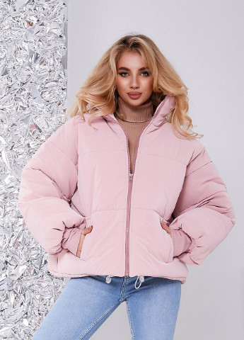 Розовая зимняя коротка теплая куртка Hand Made