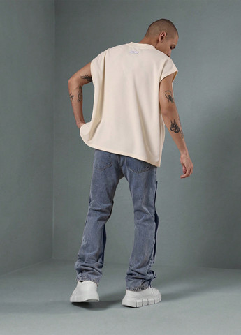 Серо-синие демисезонные прямые джинсы SHEIN