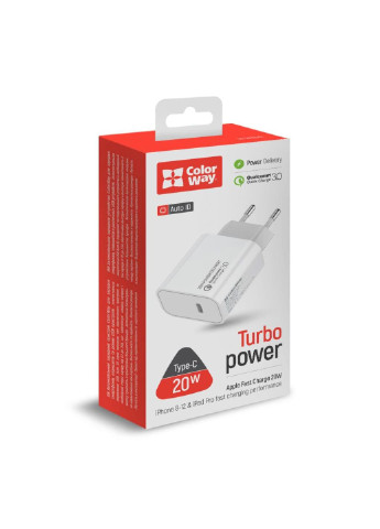 Зарядное устройство (CW-CHS026PD-WT) Colorway Power Delivery Port USB Type-C (20W) V2 white (253507064)