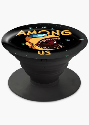 Попсокет (Popsockets) держатель для смартфона Амонг Ас Желтый (Among Us Yellow) (8754-2409) Черный MobiPrint (216836476)