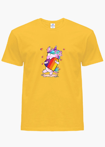 Желтая демисезонная футболка детская лайк единорог (likee unicorn)(9224-1469) MobiPrint