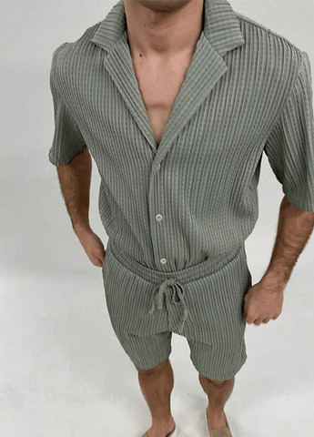 Сірий літній костюм (сорочка, шорти) з шортами, з сорочкою SHEIN