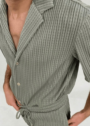 Сірий літній костюм (сорочка, шорти) з шортами, з сорочкою SHEIN