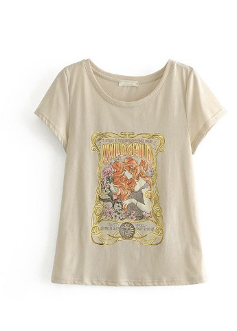 Бежевая летняя футболка женская wild child Berni Fashion WF-1363-8860