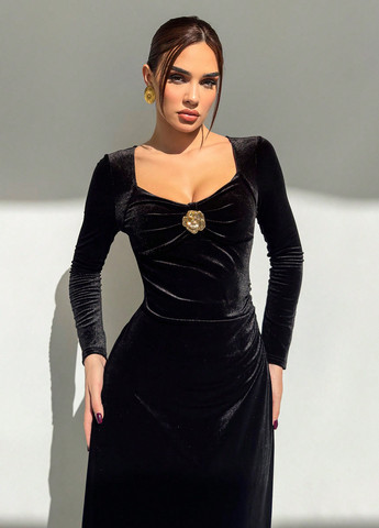 Черное вечернее платье SHEIN однотонное