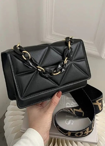 Женская классическая сумка 10277 на ремешке через плечо черная No Brand (252971330)