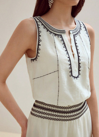 Молочна кежуал сукня з спідницею-сонце SHEIN з орнаментом