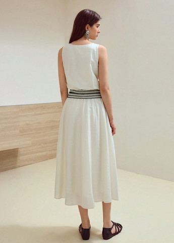 Молочна кежуал сукня з спідницею-сонце SHEIN з орнаментом