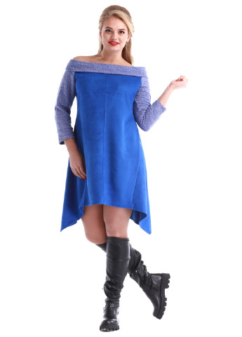 Синее кэжуал платье а-силуэт Alpama однотонное