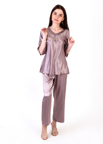 Лиловая всесезон пижама (блуза, брюки) рубашка + брюки Mulberry-Home