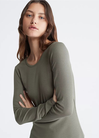 Оливковое кэжуал платье Calvin Klein однотонное