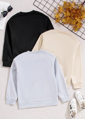 SHEIN свитшот (3 шт.) надпись комбинированный кэжуал полиэстер