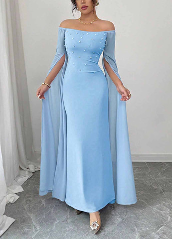 Голубое вечернее платье годе SHEIN однотонное